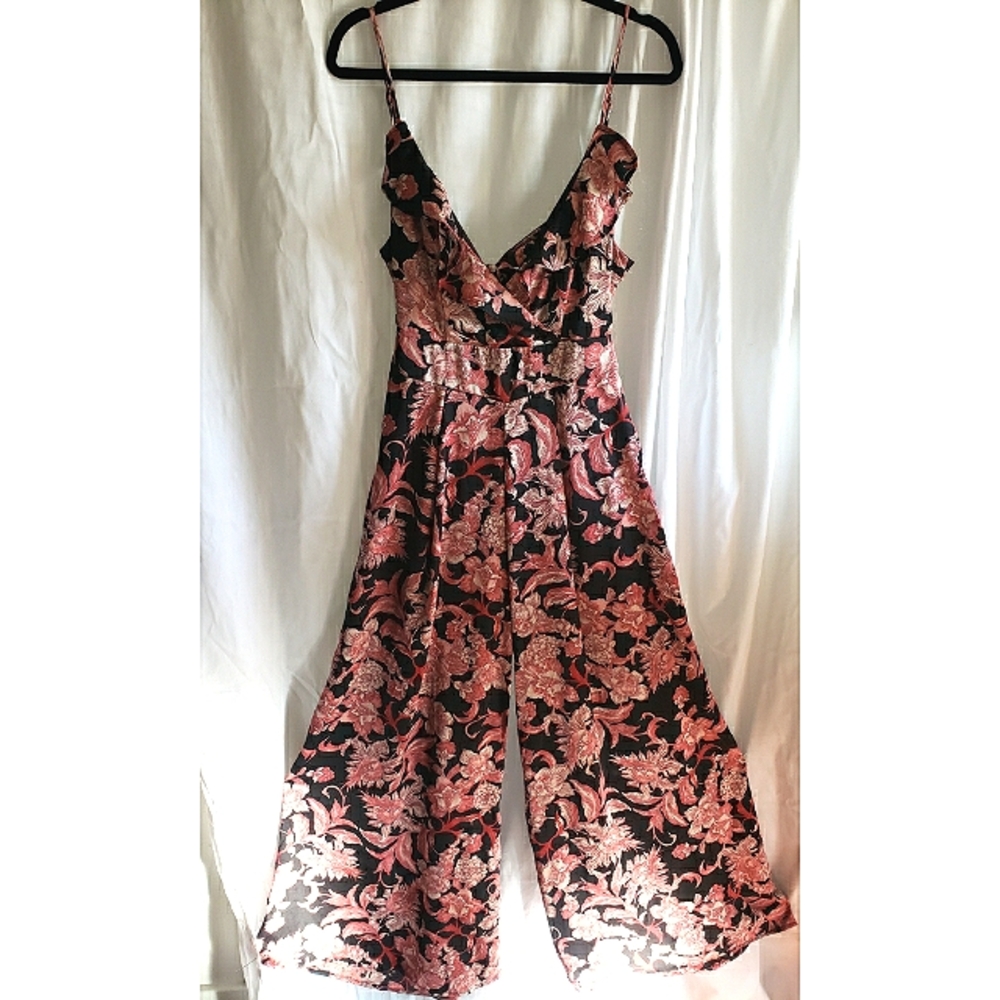 Floral Black and Pink Jumpsuit